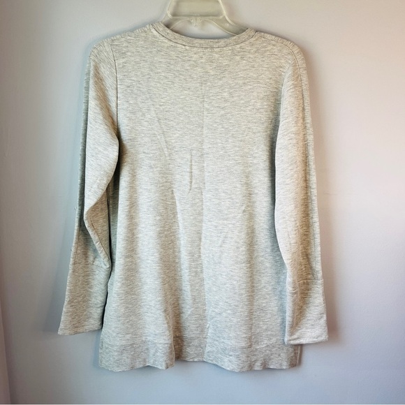 Soft Surroundings Fleece Lined Grey Tunic Sweater Gold Buttons - Picture 3 of 9